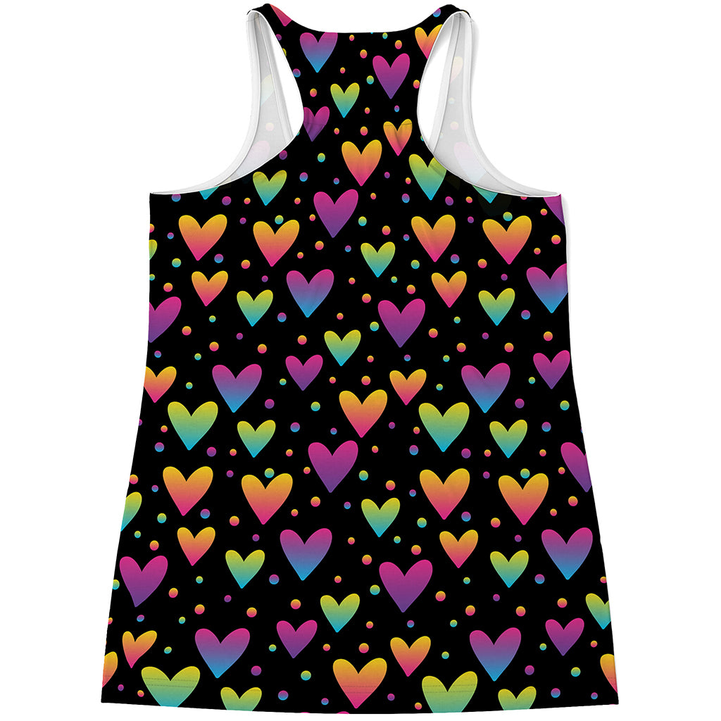 Colorful Heart Pattern Print Women's Racerback Tank Top