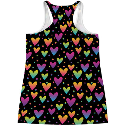 Colorful Heart Pattern Print Women's Racerback Tank Top