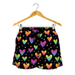 Colorful Heart Pattern Print Women's Shorts