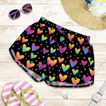 Colorful Heart Pattern Print Women's Shorts