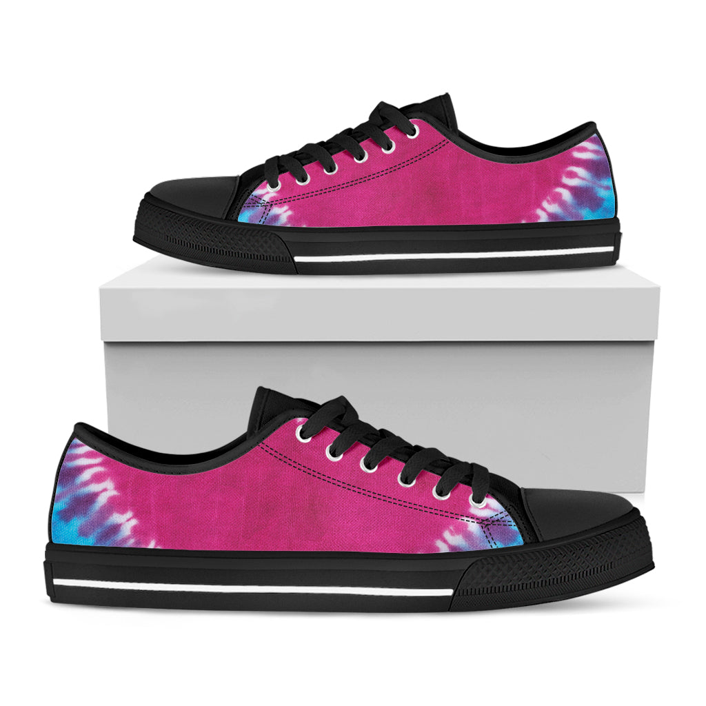 Colorful Heart Tie Dye Print Black Low Top Shoes 