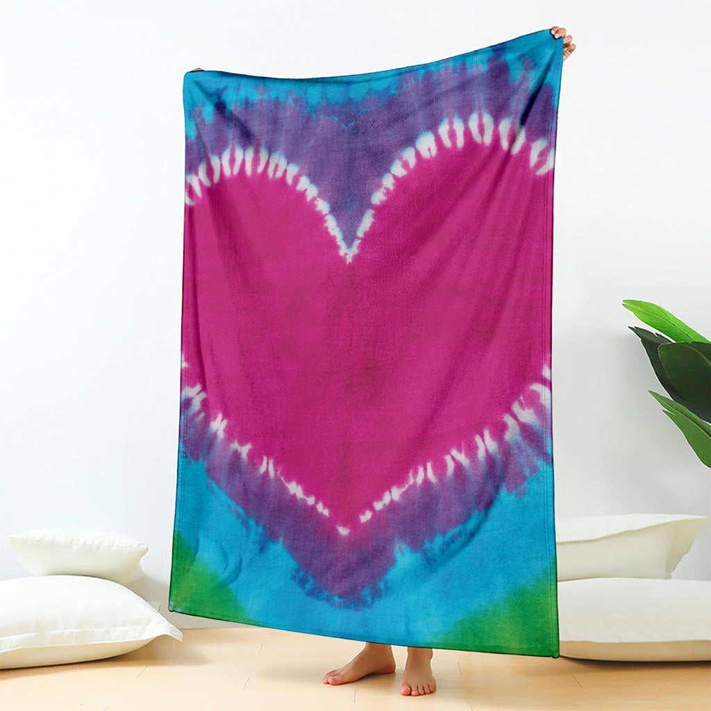 Colorful Heart Tie Dye Print Blanket
