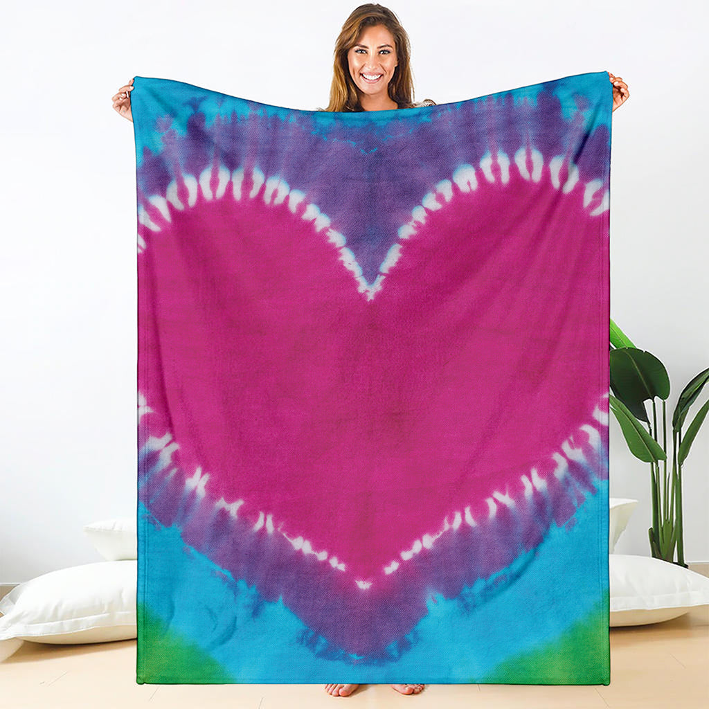Colorful Heart Tie Dye Print Blanket
