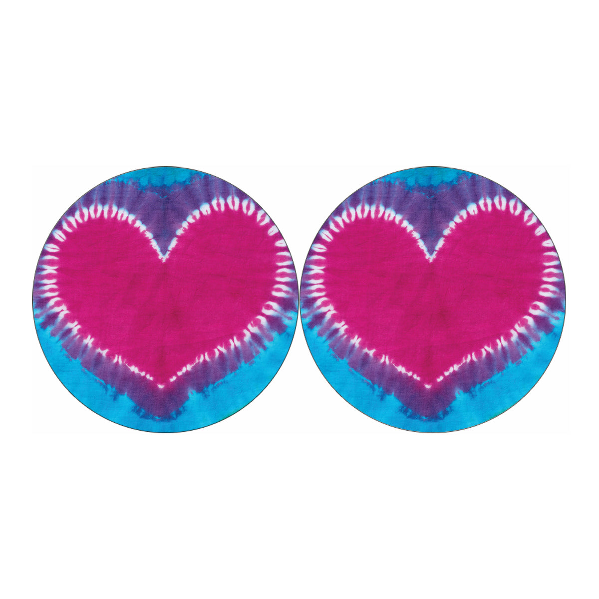 Colorful Heart Tie Dye Print Car Coasters