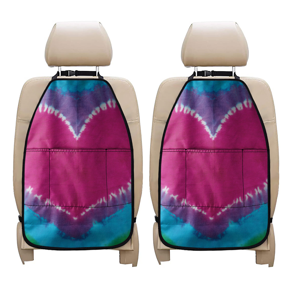 Colorful Heart Tie Dye Print Car Seat Organizers
