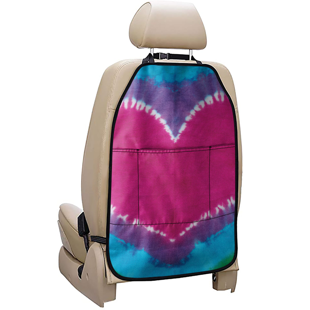 Colorful Heart Tie Dye Print Car Seat Organizers