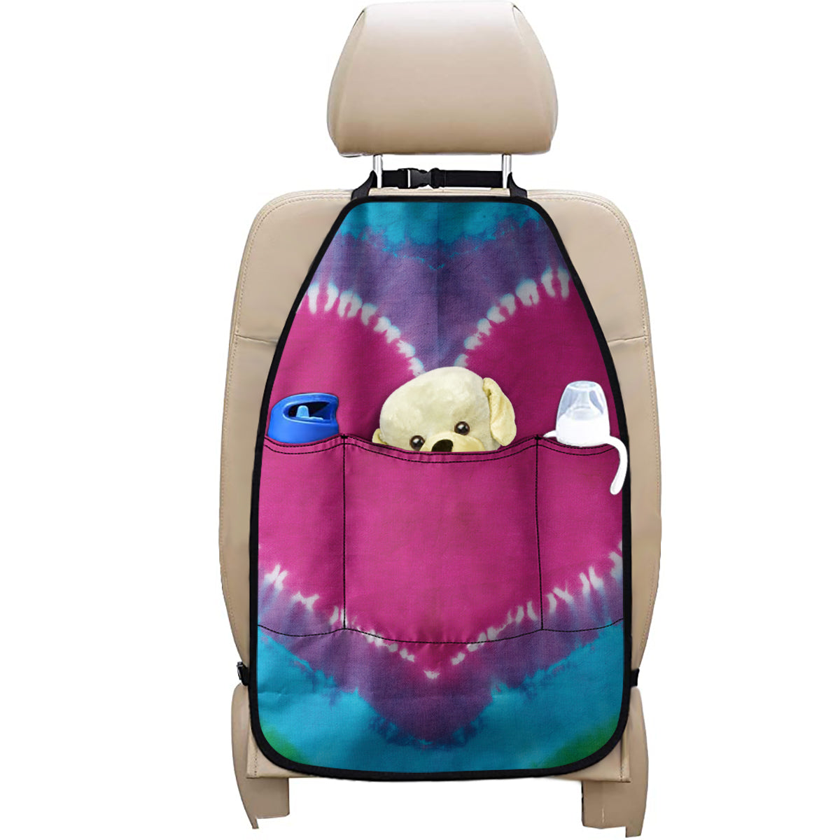 Colorful Heart Tie Dye Print Car Seat Organizers