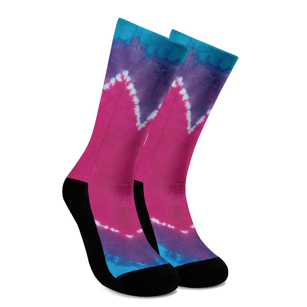 Colorful Heart Tie Dye Print Crew Socks
