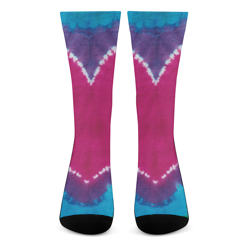 Colorful Heart Tie Dye Print Crew Socks