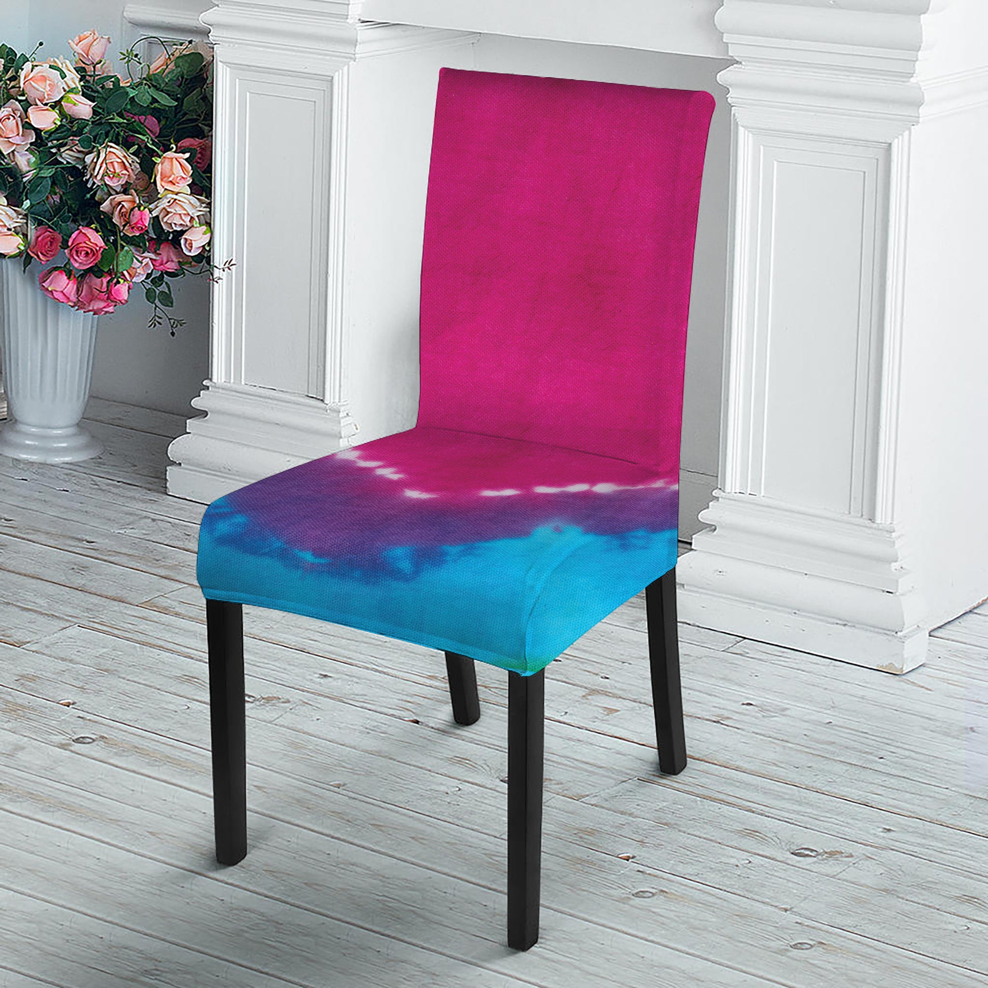 Colorful Heart Tie Dye Print Dining Chair Slipcover