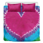 Colorful Heart Tie Dye Print Duvet Cover Bedding Set