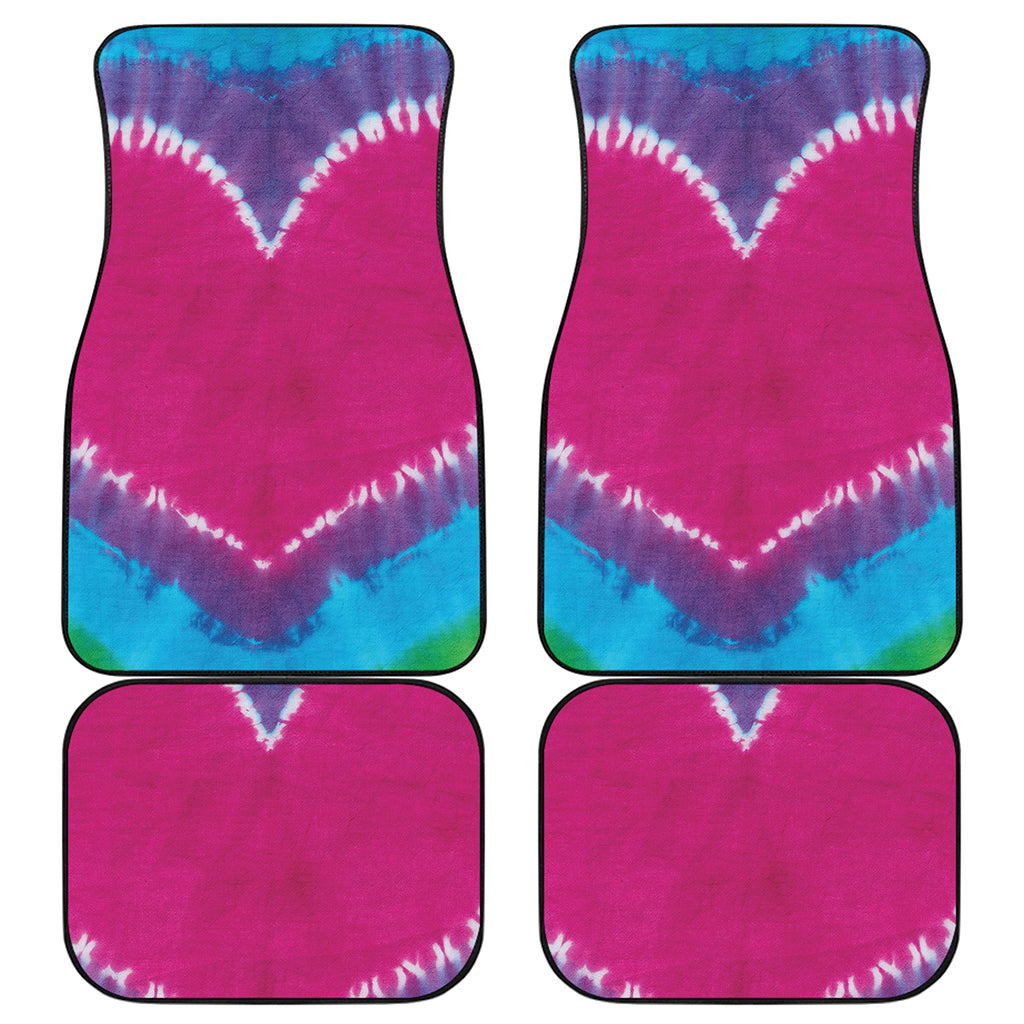 Colorful Heart Tie Dye Print Front and Back Car Floor Mats