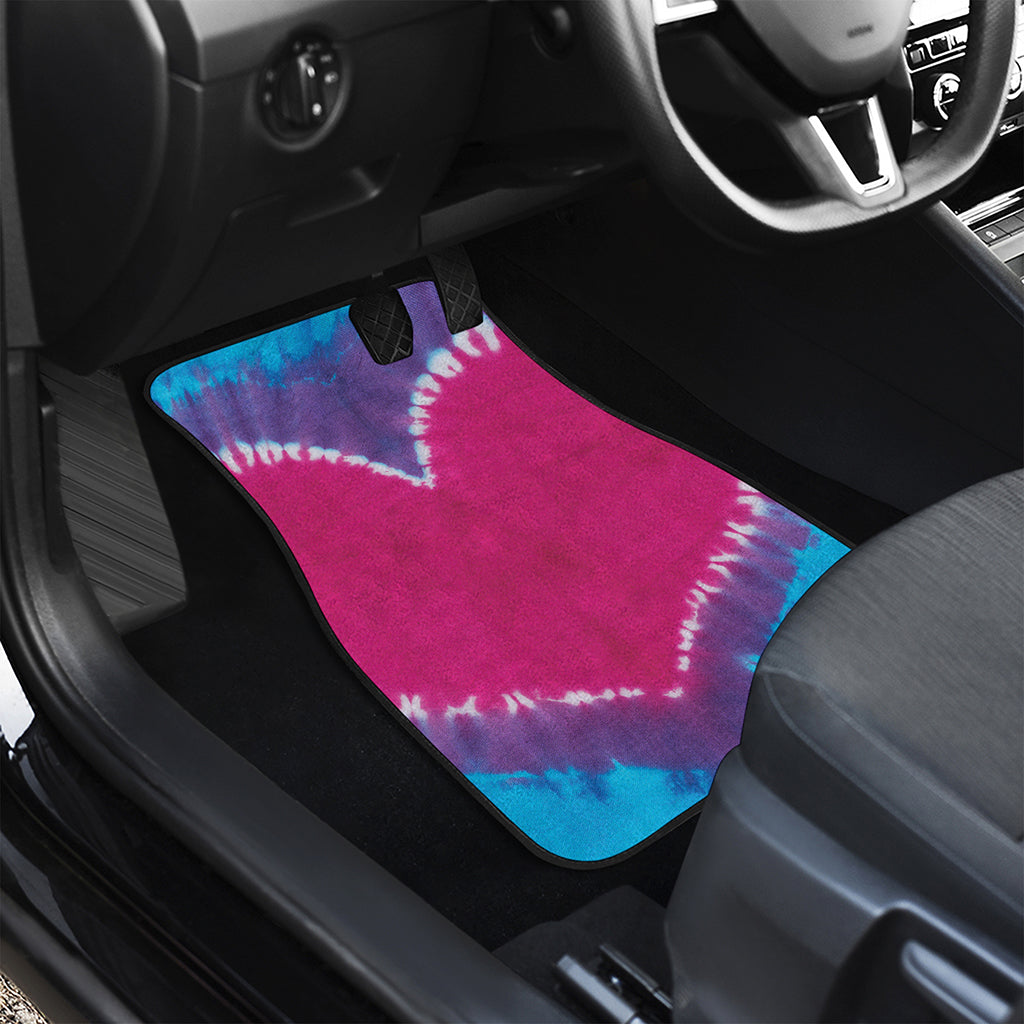 Colorful Heart Tie Dye Print Front and Back Car Floor Mats
