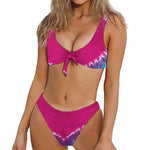 Colorful Heart Tie Dye Print Front Bow Tie Bikini