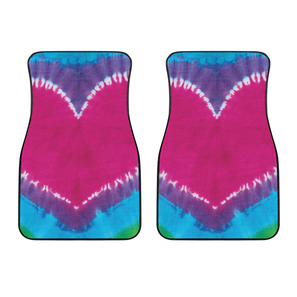 Colorful Heart Tie Dye Print Front Car Floor Mats