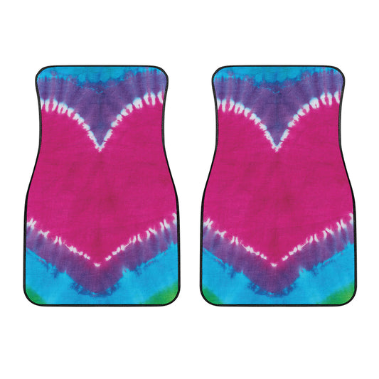 Colorful Heart Tie Dye Print Front Car Floor Mats