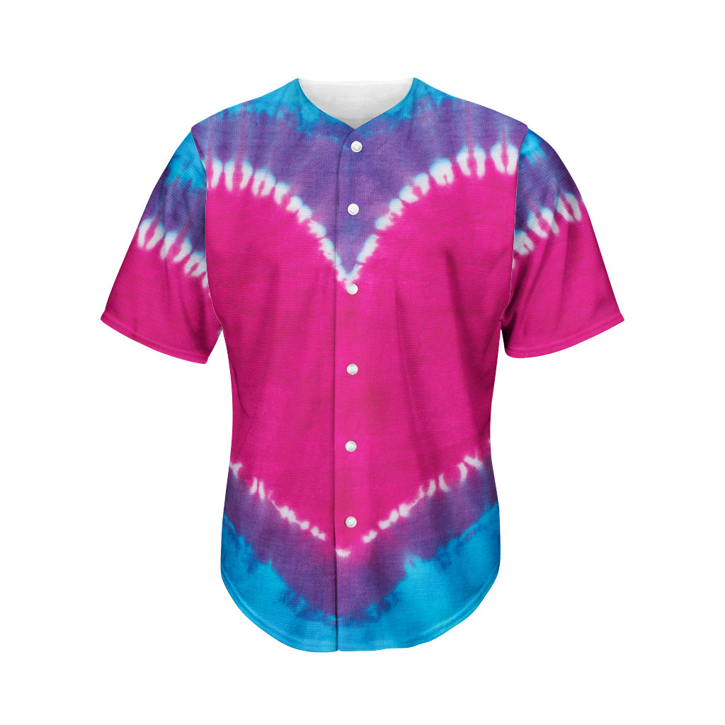 Colorful Heart Tie Dye Print Men's Baseball Jersey