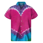 Colorful Heart Tie Dye Print Men's Short Sleeve Shirt