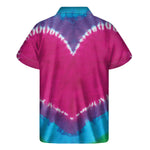 Colorful Heart Tie Dye Print Men's Short Sleeve Shirt