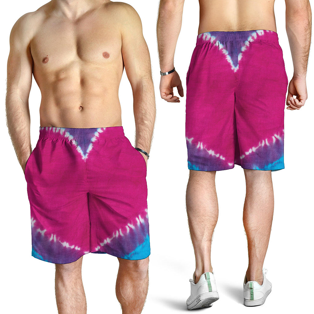 Colorful Heart Tie Dye Print Men's Shorts