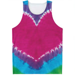 Colorful Heart Tie Dye Print Men's Tank Top