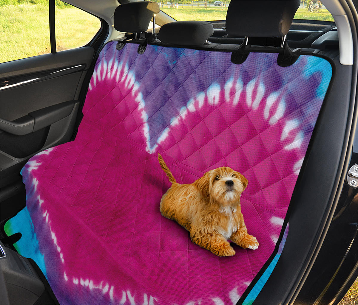 Colorful Heart Tie Dye Print Pet Car Back Seat Cover