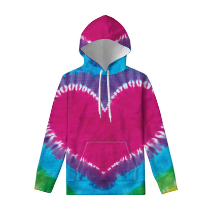 Colorful Heart Tie Dye Print Pullover Hoodie