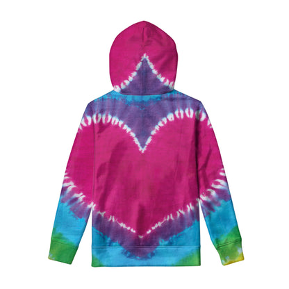 Colorful Heart Tie Dye Print Pullover Hoodie