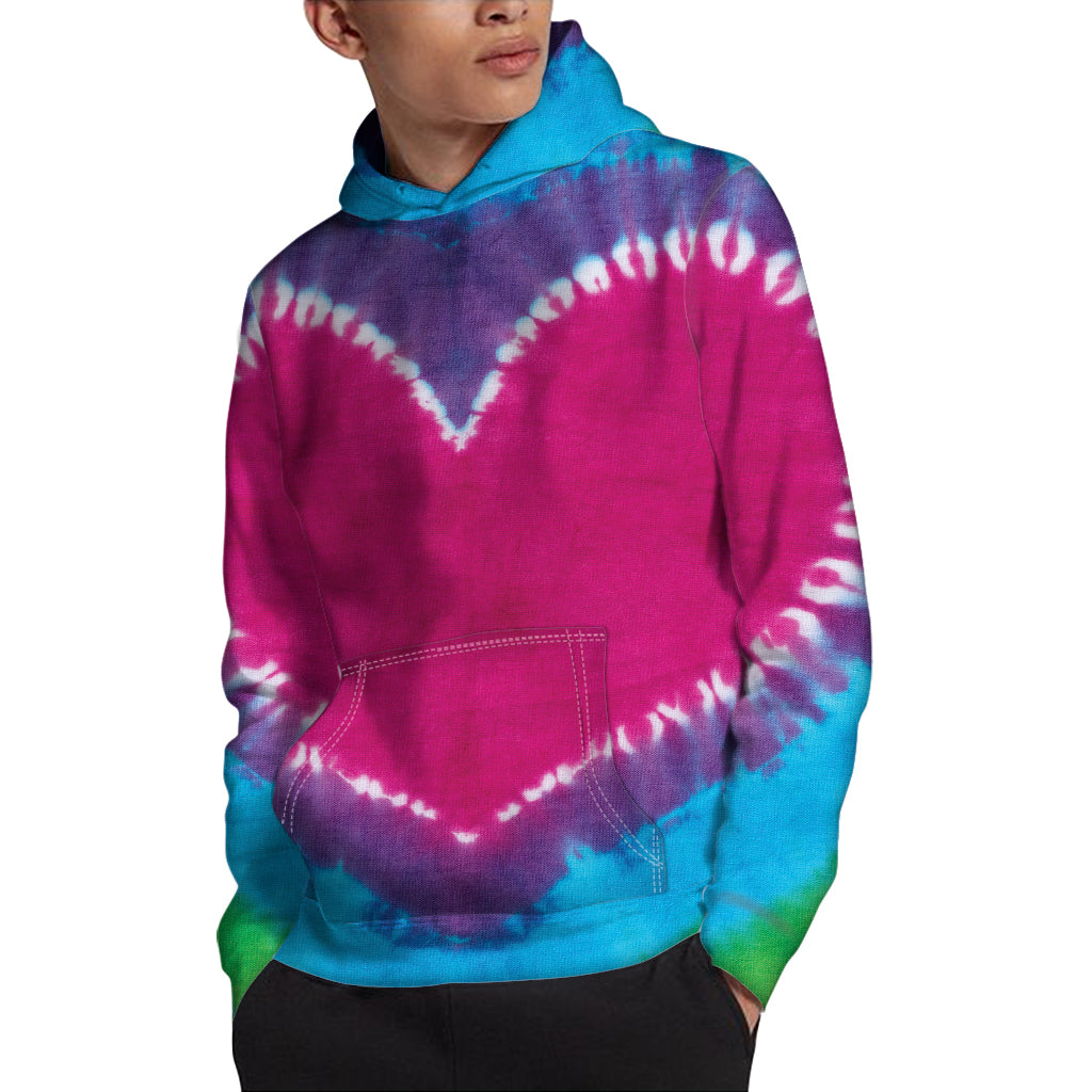 Colorful Heart Tie Dye Print Pullover Hoodie