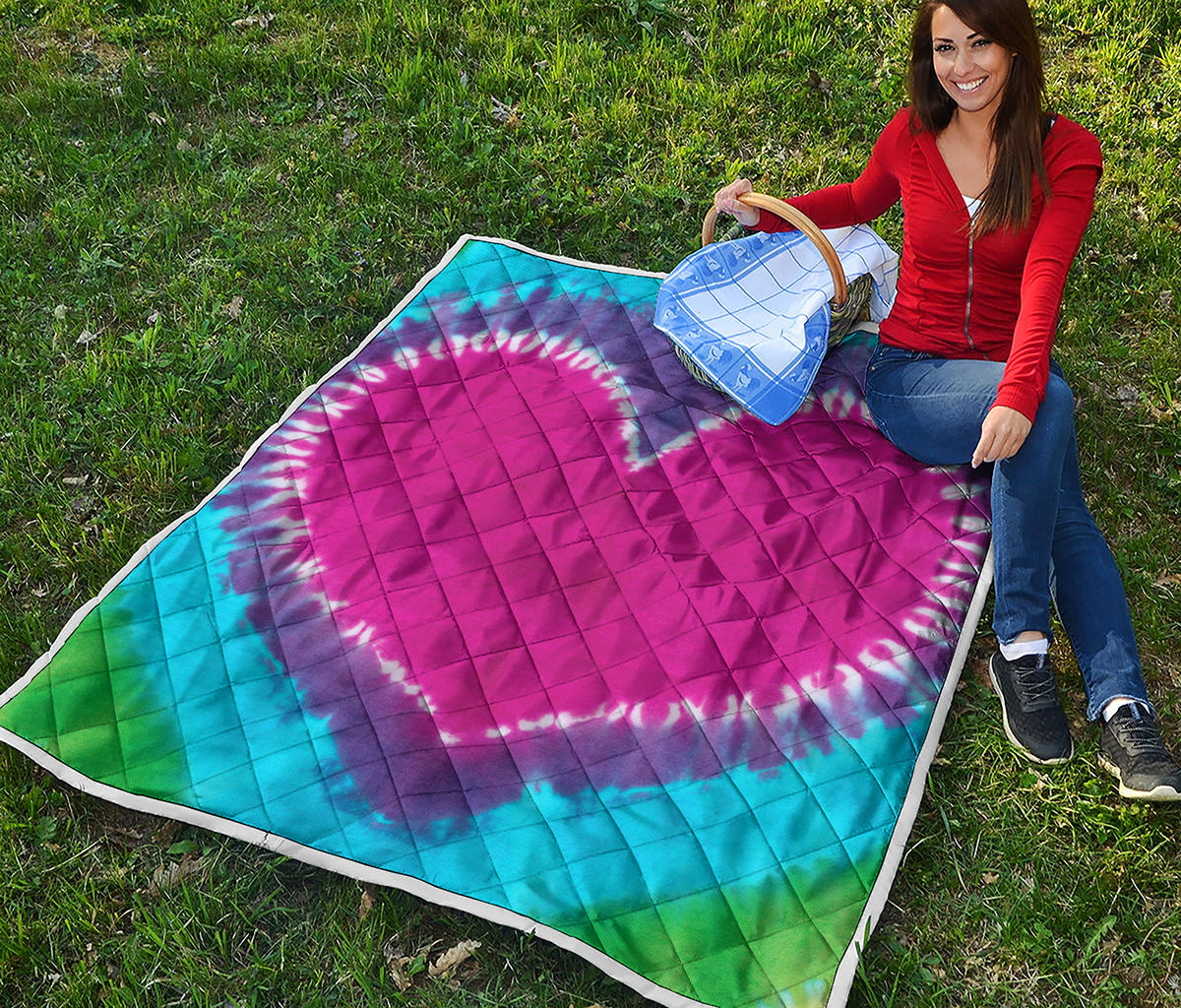 Colorful Heart Tie Dye Print Quilt