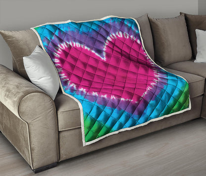 Colorful Heart Tie Dye Print Quilt