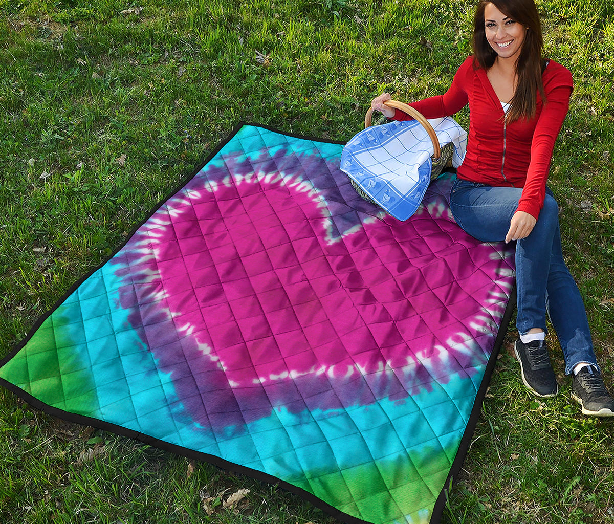 Colorful Heart Tie Dye Print Quilt