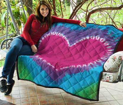 Colorful Heart Tie Dye Print Quilt