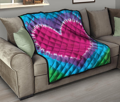 Colorful Heart Tie Dye Print Quilt
