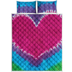 Colorful Heart Tie Dye Print Quilt Bed Set