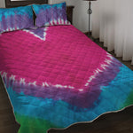 Colorful Heart Tie Dye Print Quilt Bed Set
