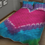 Colorful Heart Tie Dye Print Quilt Bed Set