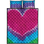 Colorful Heart Tie Dye Print Quilt Bed Set
