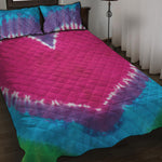 Colorful Heart Tie Dye Print Quilt Bed Set
