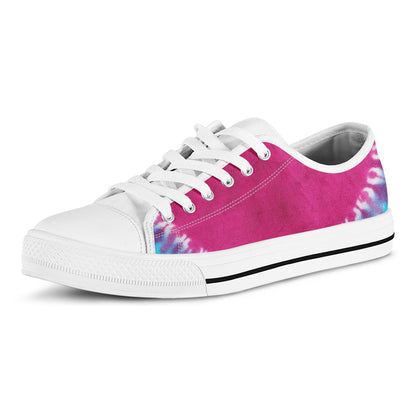 Colorful Heart Tie Dye Print White Low Top Shoes