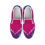 Colorful Heart Tie Dye Print White Slip On Shoes