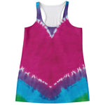 Colorful Heart Tie Dye Print Women's Racerback Tank Top