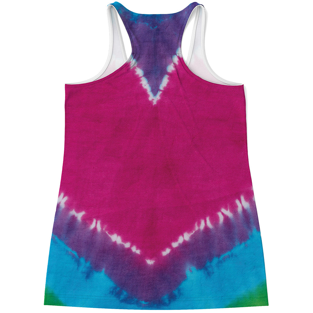 Colorful Heart Tie Dye Print Women's Racerback Tank Top