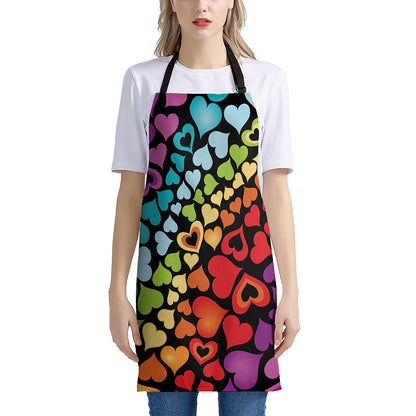 Colorful Heart Wave Pattern Print Apron