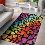 Colorful Heart Wave Pattern Print Area Rug