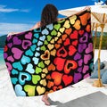 Colorful Heart Wave Pattern Print Beach Sarong Wrap