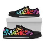 Colorful Heart Wave Pattern Print Black Low Top Shoes