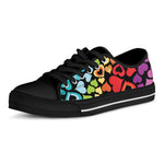 Colorful Heart Wave Pattern Print Black Low Top Shoes