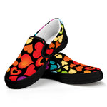 Colorful Heart Wave Pattern Print Black Slip On Shoes