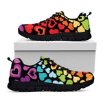 Colorful Heart Wave Pattern Print Black Sneakers